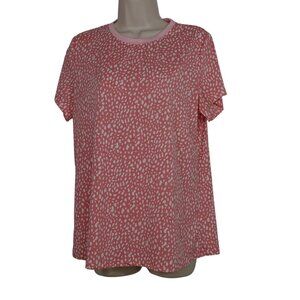 Women Pink White Printed T-Shirt Top Women Size M Short Sleeve
